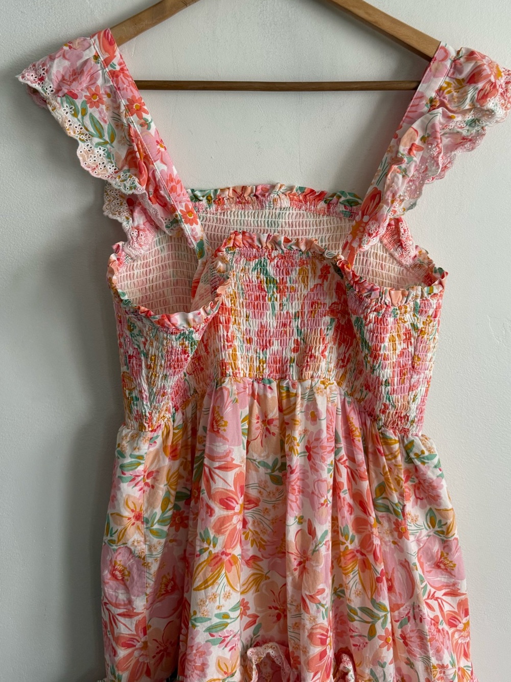 Haute Hippie Floral Pink Tiered Sundress with Smocked Bodice - Picture 4 of 8